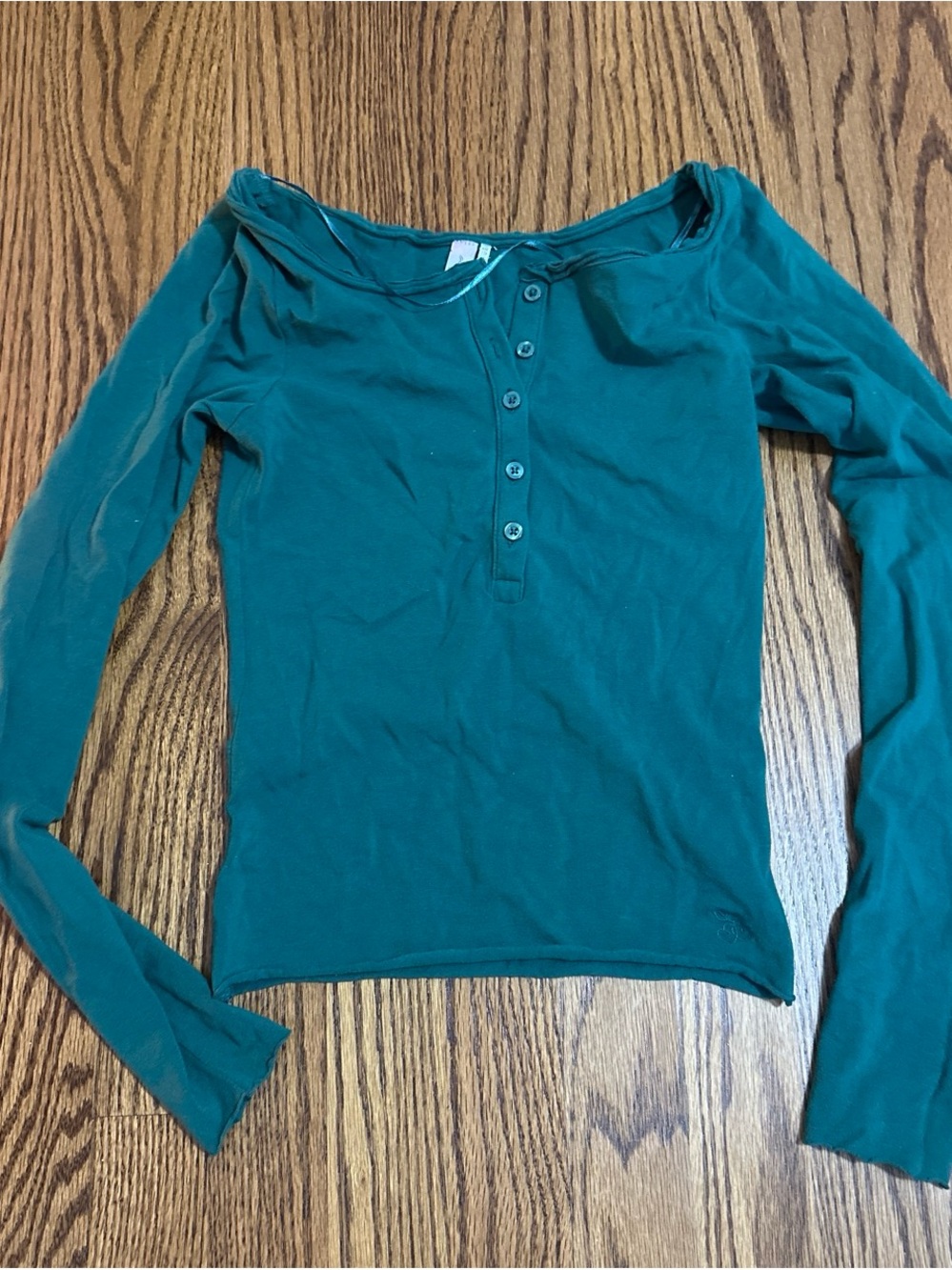 Urban Outfitters Teal Long-Sleeve Henley Top